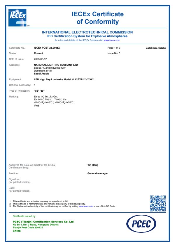 IECEx FL & HC Series Certificate