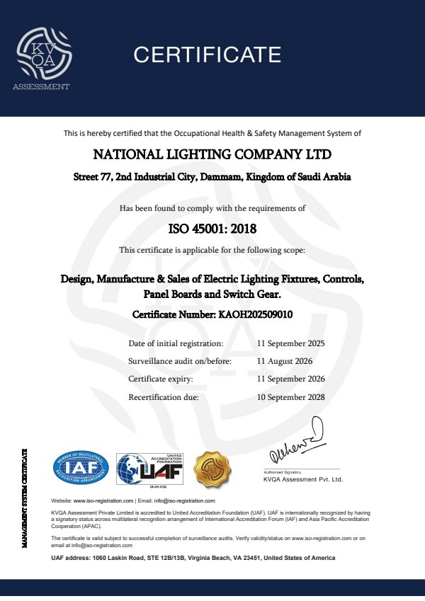 ISO 45001:2018 Certificate