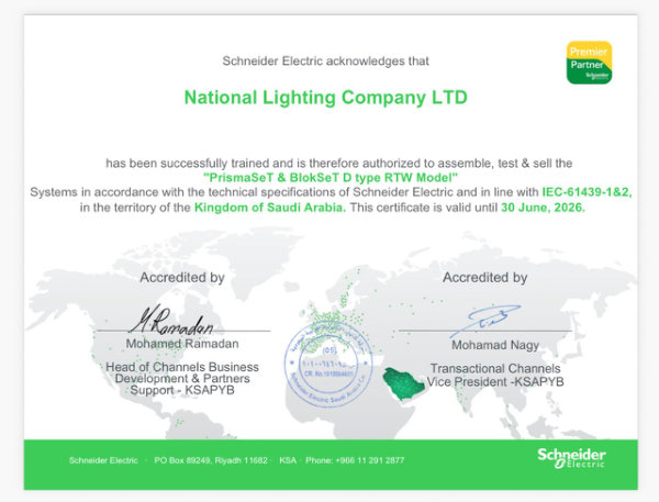Schneider Electric Manufacturer's Local Agent Confirmation