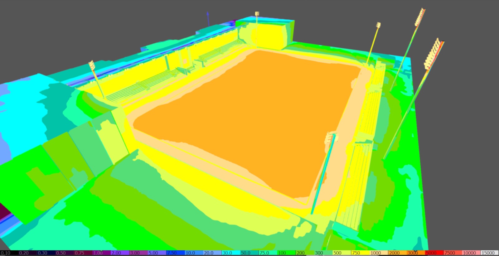 DIALux false-color lux verification