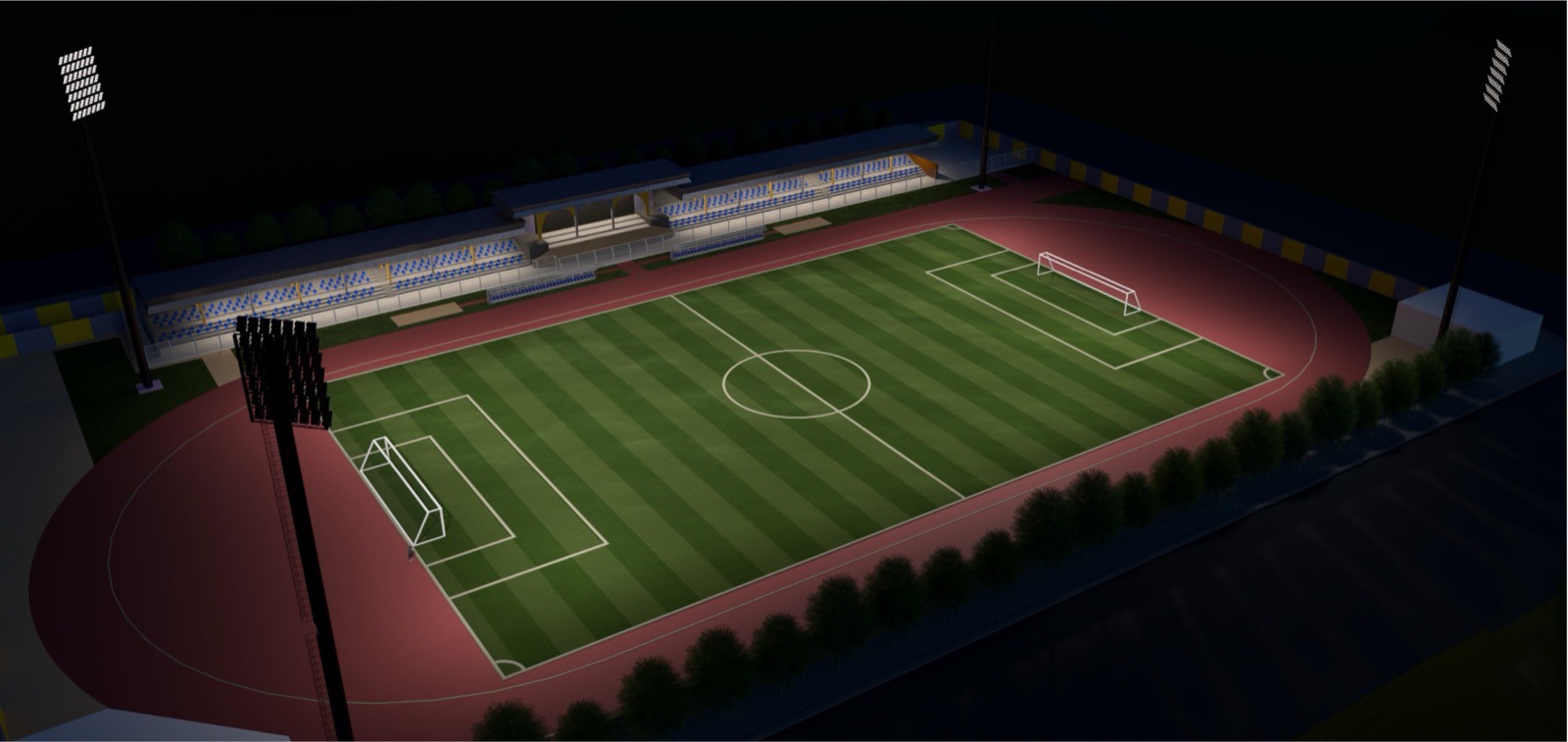 Photo-realistic 3D render at night
